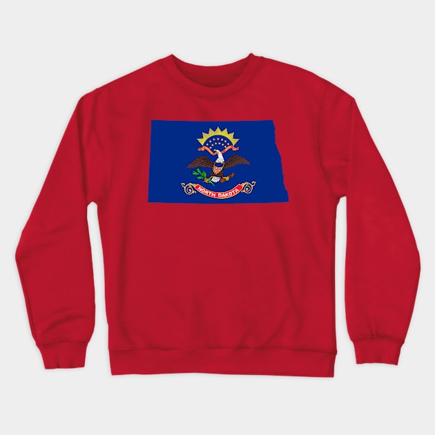 North Dakota Flag Map Crewneck Sweatshirt by Historia